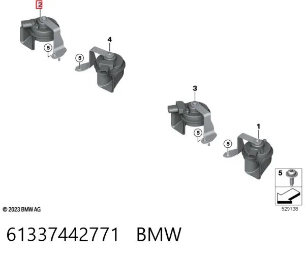 Sinal sonoro (cláxon) 61337442771 BMW