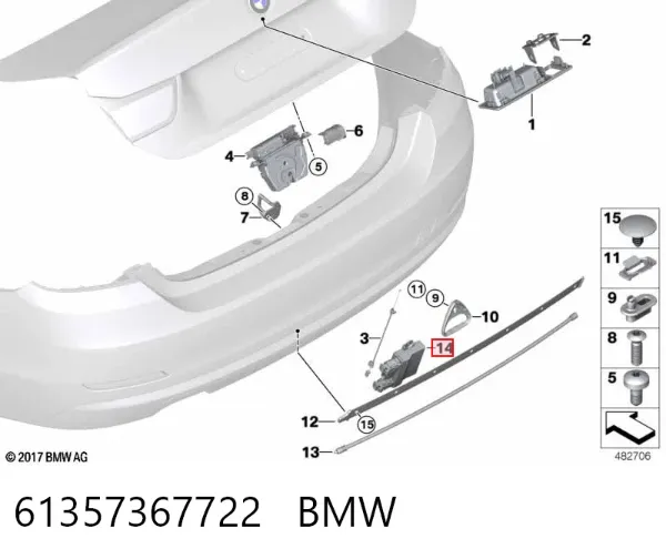 Sensor de abertura de tampa de porta-malas/da porta traseira (de tampa de alcapão) 61357367722 BMW