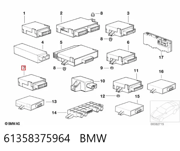 Módulo de direção (Centralina eletrônica) de iluminação adativa da luz direita 61358375964 BMW