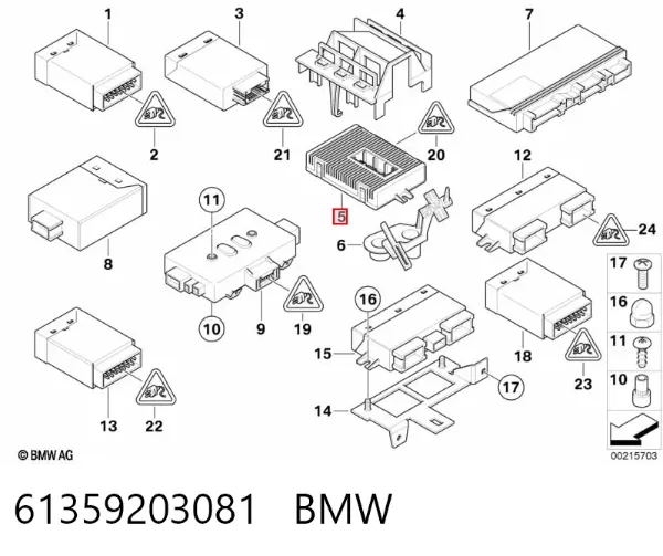 Módulo de direção (Centralina eletrônica) de controlo de integridade de lâmpadas 61359203081 BMW