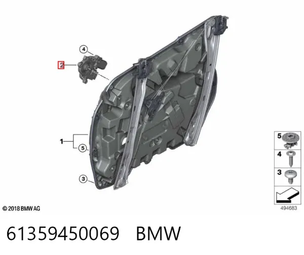 Motor de acionamento de vidro da porta dianteira esquerda 61359450069 BMW