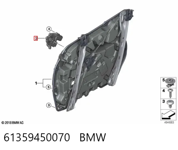 Motor de acionamento de vidro da porta dianteira direita 61359450070 BMW