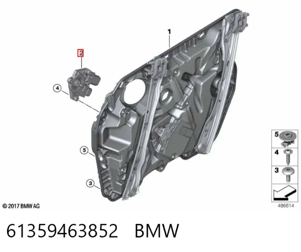 Motor de acionamento de vidro da porta dianteira direita 61359463852 BMW