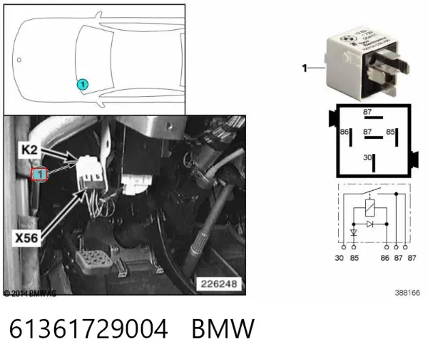 Relê elétrico multifuncional 61361729004 BMW
