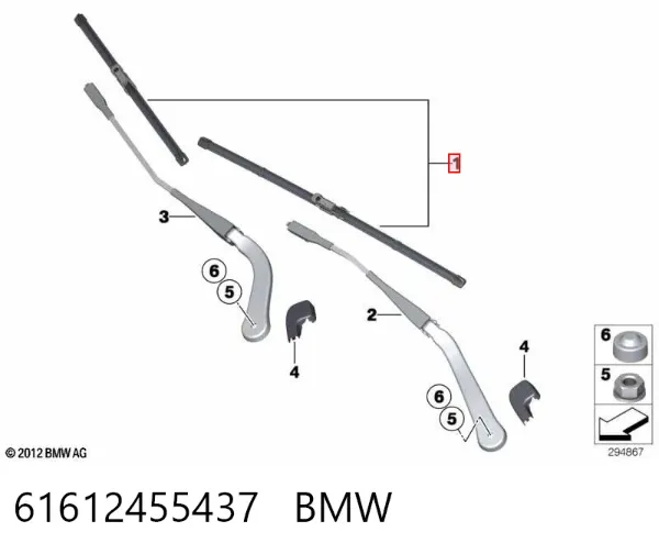 Limpa-pára-brisas do pára-brisas, kit de 2 un. 61612455437 BMW