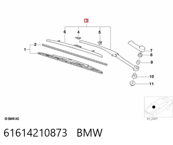 Braço de limpa-pára-brisas do pára-brisas 61614210873 BMW