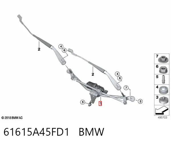 Trapézio de limpador pára-brisas 61615A45FD1 BMW
