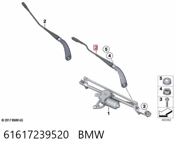 Braço de limpa-pára-brisas do pára-brisas BMW 1 F20