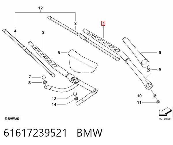 Braço de limpa-pára-brisas do pára-brisas 61617239521 BMW