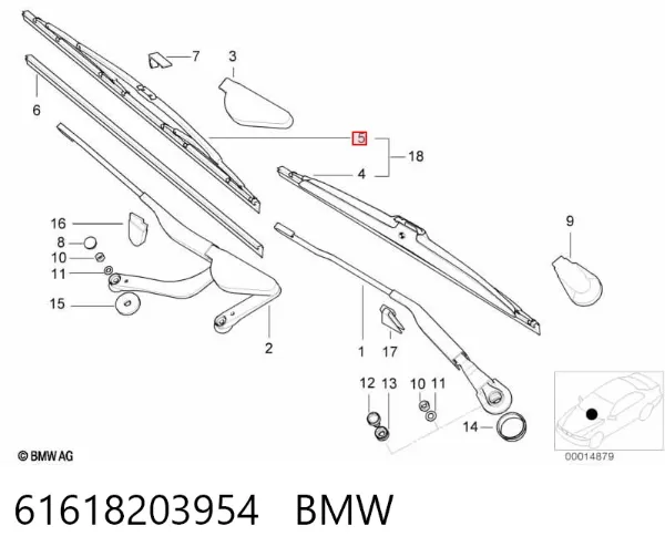 Limpa-pára-brisas do pára-brisas de condutor 61618203954 BMW