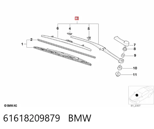Braço de limpa-pára-brisas do pára-brisas 61618209879 BMW