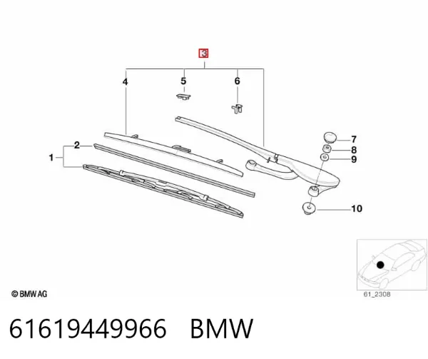 Braço de limpa-pára-brisas do pára-brisas 61619449966 BMW