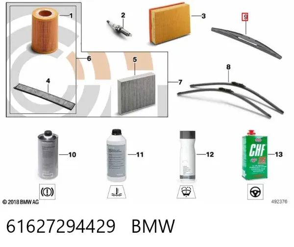 Limpa-pára-brisas de vidro traseiro 61627294429 BMW