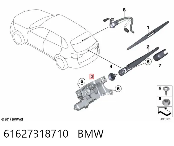 Motor de limpador pára-brisas de vidro traseiro 61627318710 BMW