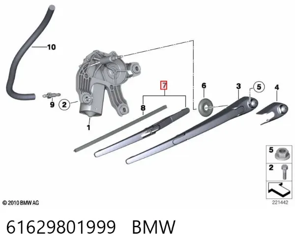 Limpa-pára-brisas de vidro traseiro 61629801999 BMW
