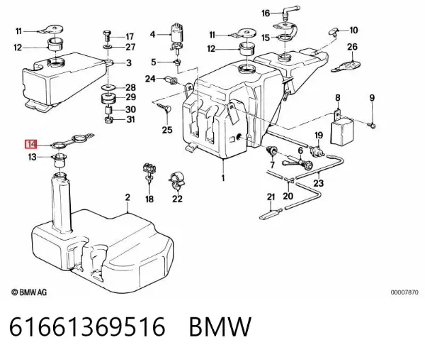 Tampa de tanque de fluido para lavador 61661369516 BMW