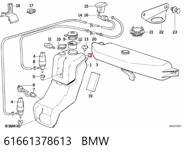 Tanque de fluido para lavador de vidro BMW 7 E32