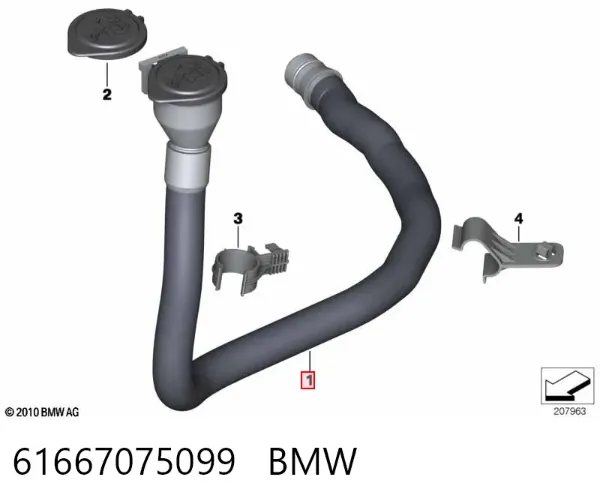 Gargalo do tanque de fluido para lavador 61667075099 BMW