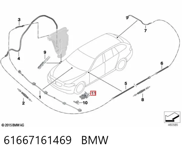 Injetor de fluido para lavador da luz dianteira 61667161469 BMW