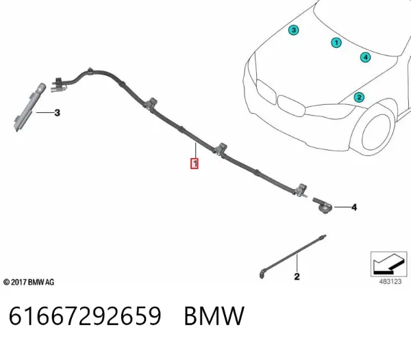 Injetor de fluido para lavador de pára-brisas 61667292659 BMW