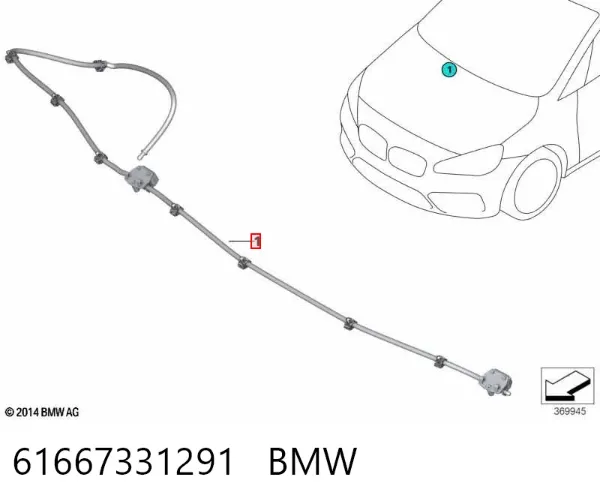 Injetor de fluido para lavador de pára-brisas 61667331291 BMW