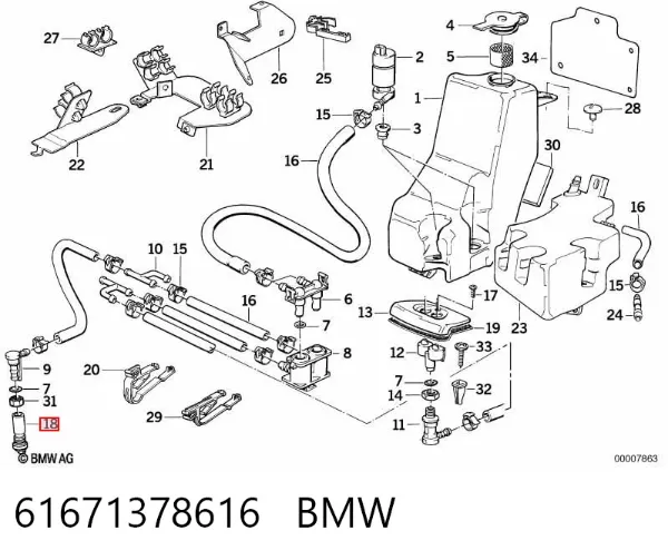 Injetor de fluido para lavador da luz dianteira 61671378616 BMW
