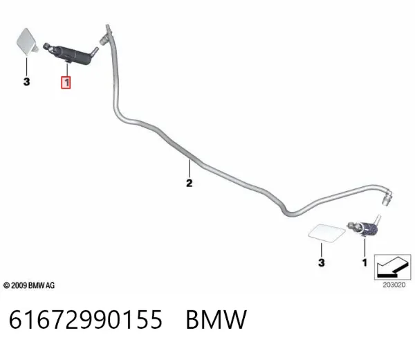 Injetor de fluido para lavador da luz dianteira 61672990155 BMW