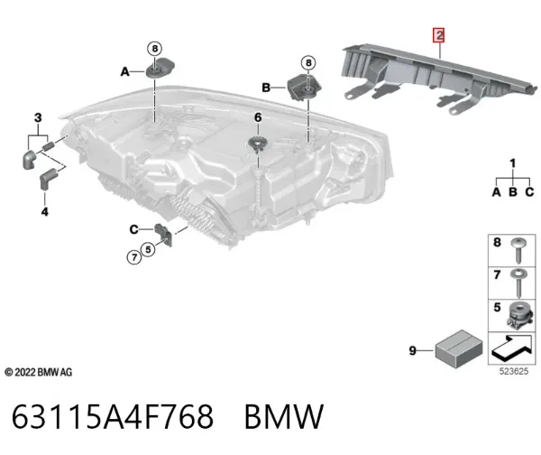 Consola (adaptador) de fixação da luz dianteira direita 63115A4F768 BMW