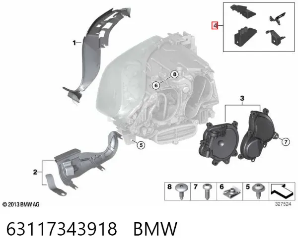 Consola (adaptador) de fixação da luz dianteira direita 63117343918 BMW