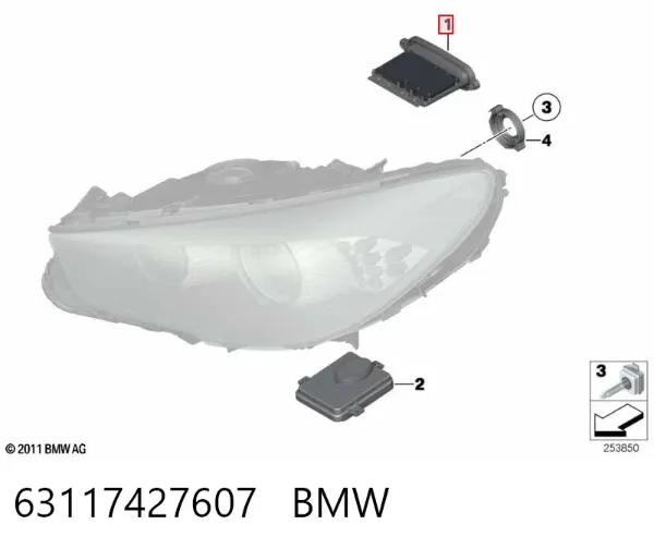 Módulo de direção (Centralina eletrônica) das luzes 63117427607 BMW
