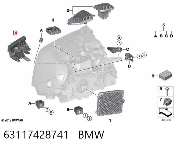 Guia do pára-choque dianteiro esquerdo 63117428741 BMW