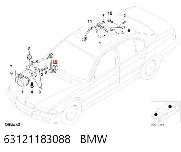 Barra dianteira de sensor do nível de posição de carroçaria 63121183088 BMW