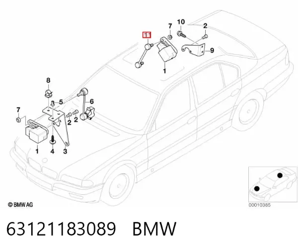 Sensor traseiro do nível de posição de carroçaria 63121183089 BMW