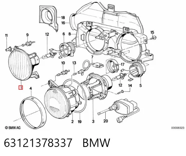 Luz esquerdo interno 63121378337 BMW