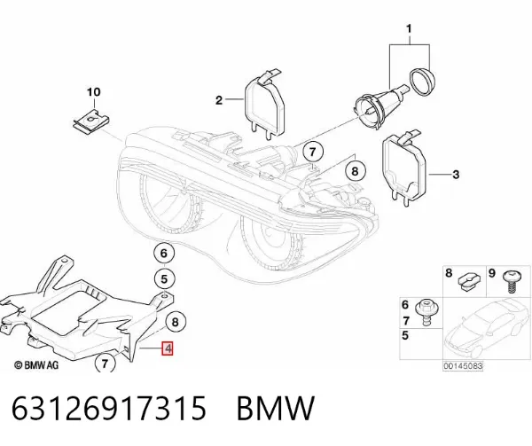 Consola (adaptador) de fixação da luz dianteira esquerda 63126917315 BMW