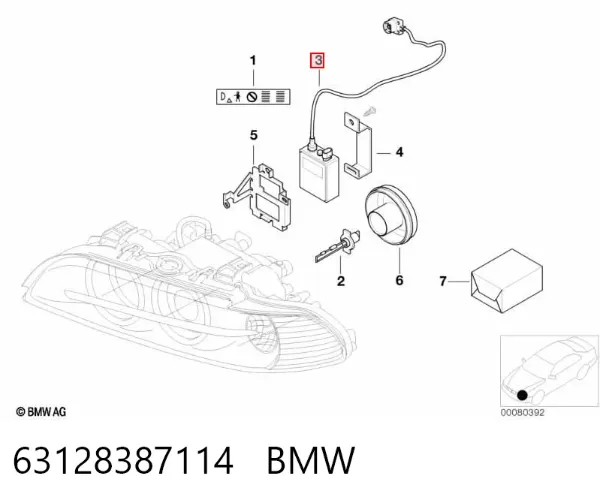 Unidade de encendido (xénon) 63128387114 BMW