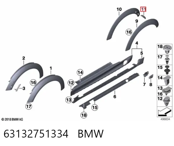 Posição traseira lateral direita 63132751334 BMW