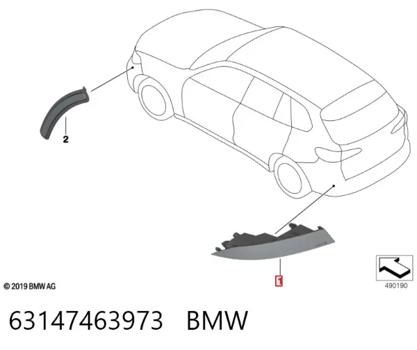 Retrorrefletor (refletor) do pára-choque traseiro esquerdo 63147463973 BMW