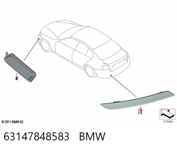 Retrorrefletor (refletor) do pára-choque traseiro esquerdo 63147848583 BMW