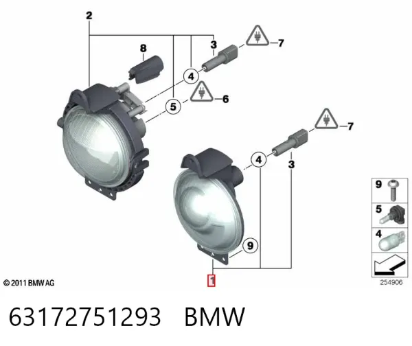 Luzes de nevoeiro esquerdas/direitas 63172751293 BMW