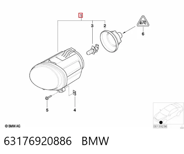 Luzes de nevoeiro direitas 63176920886 BMW