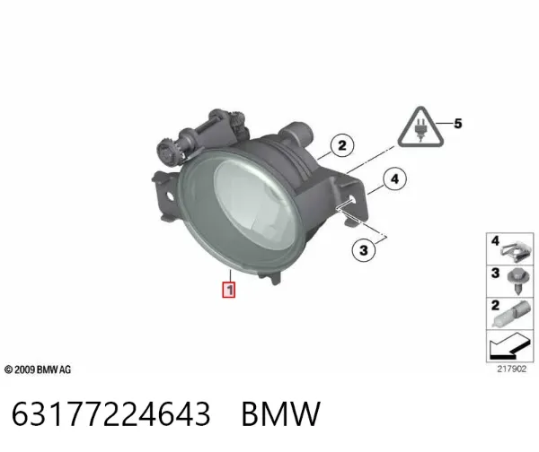 Luzes de nevoeiro esquerdas 63177224643 BMW