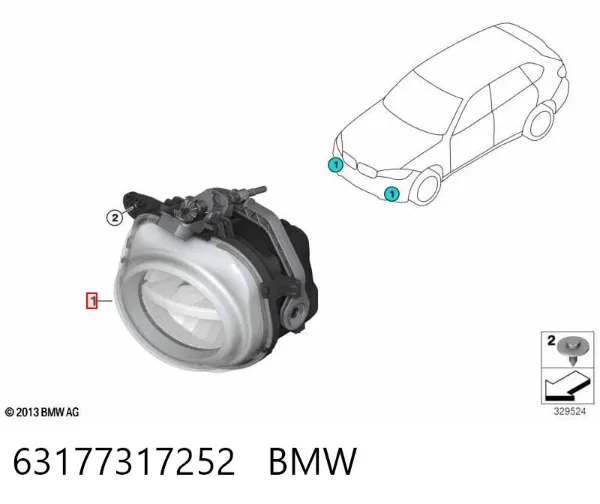 Luzes de nevoeiro direitas 63177317252 BMW