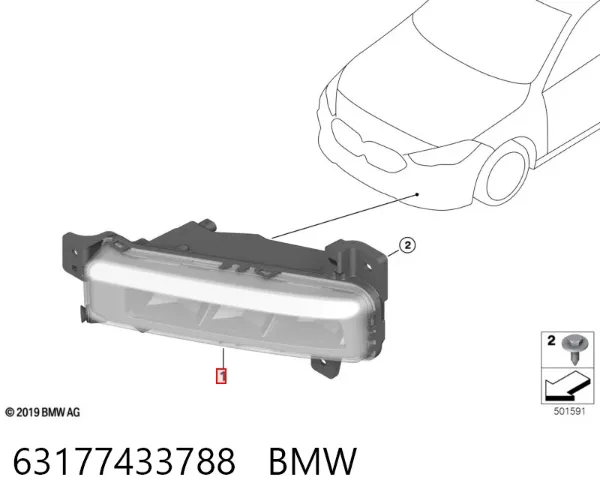 Luzes de nevoeiro direitas 63177433788 BMW