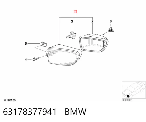 Luzes de nevoeiro esquerdas 63178377941 BMW