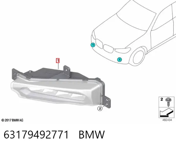 Luzes de nevoeiro esquerdas 63179492771 BMW