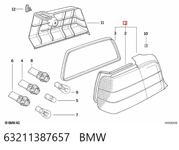 Lanterna traseira esquerda 63211387657 BMW