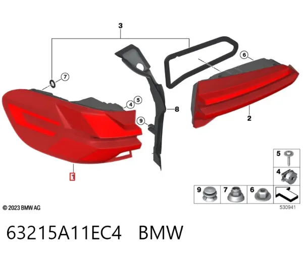 Lanterna traseira direita externa 63215A11EC4 BMW