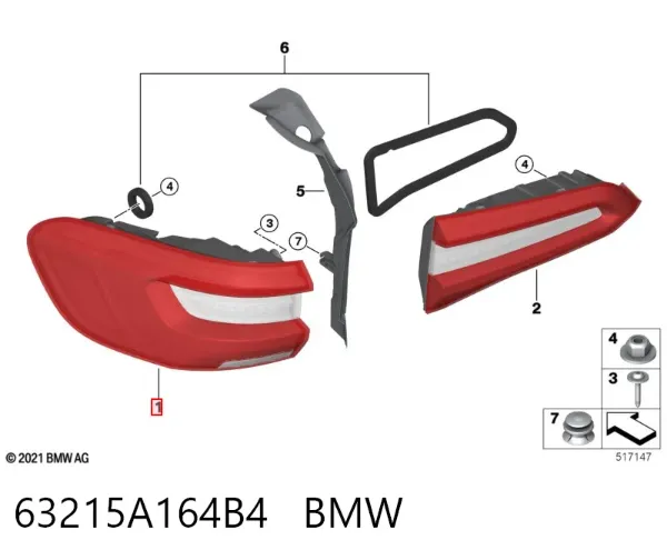 Lanterna traseira direita externa 63215A164B4 BMW
