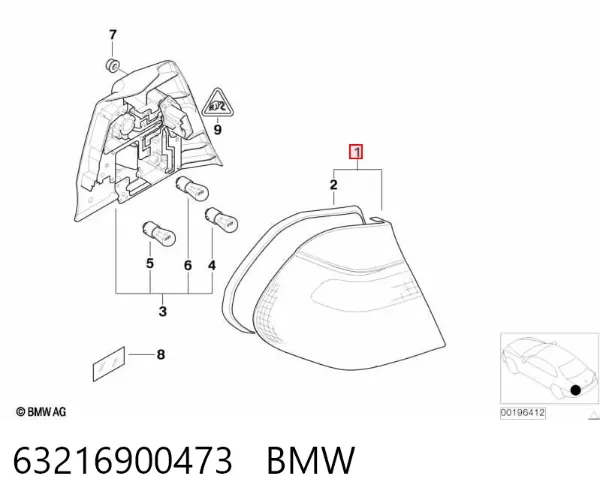 Lanterna traseira esquerda externa 63216900473 BMW
